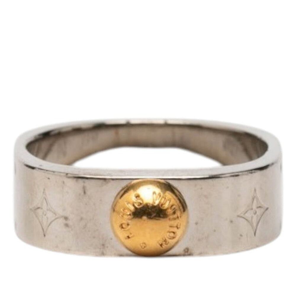 Louis Vuitton Bague Nanogram Ring #M Silver Gold Metal Plated